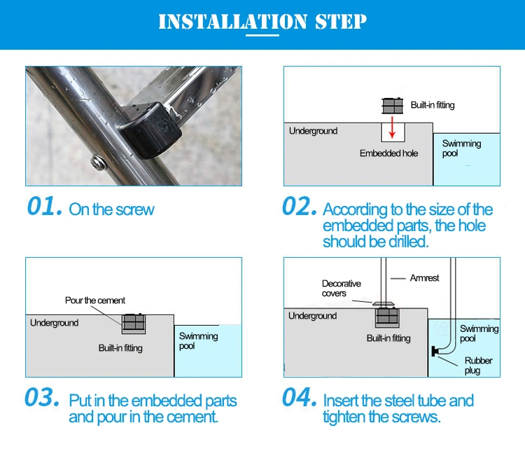 Swimming Pool Anti Slide Stainless Steel Ladder