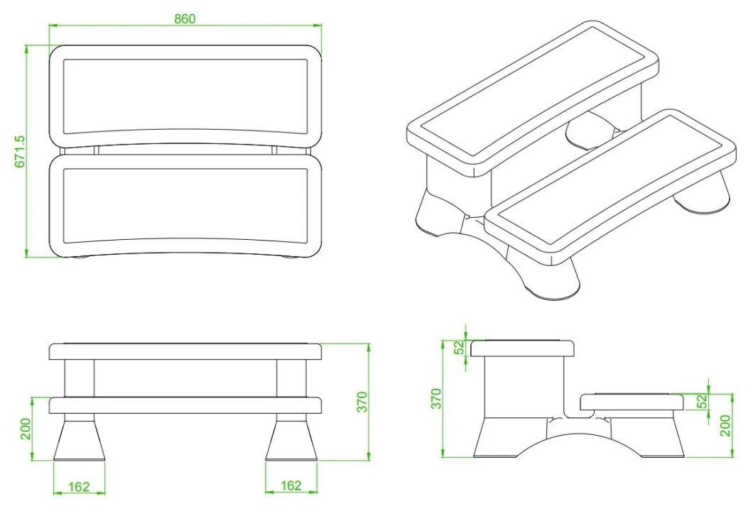 Customization Modern High Quality Plastic Outdoor Hot Tub SPA Steps